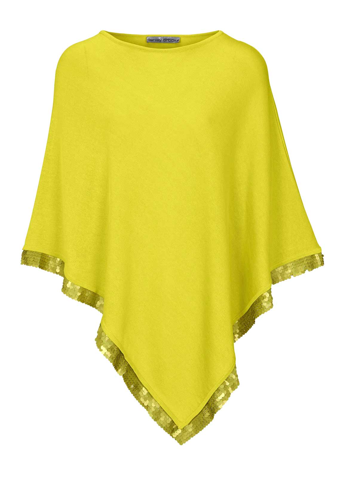 Ashley Brooke Damen Designer-Feinstrickponcho mit Pailletten, limette